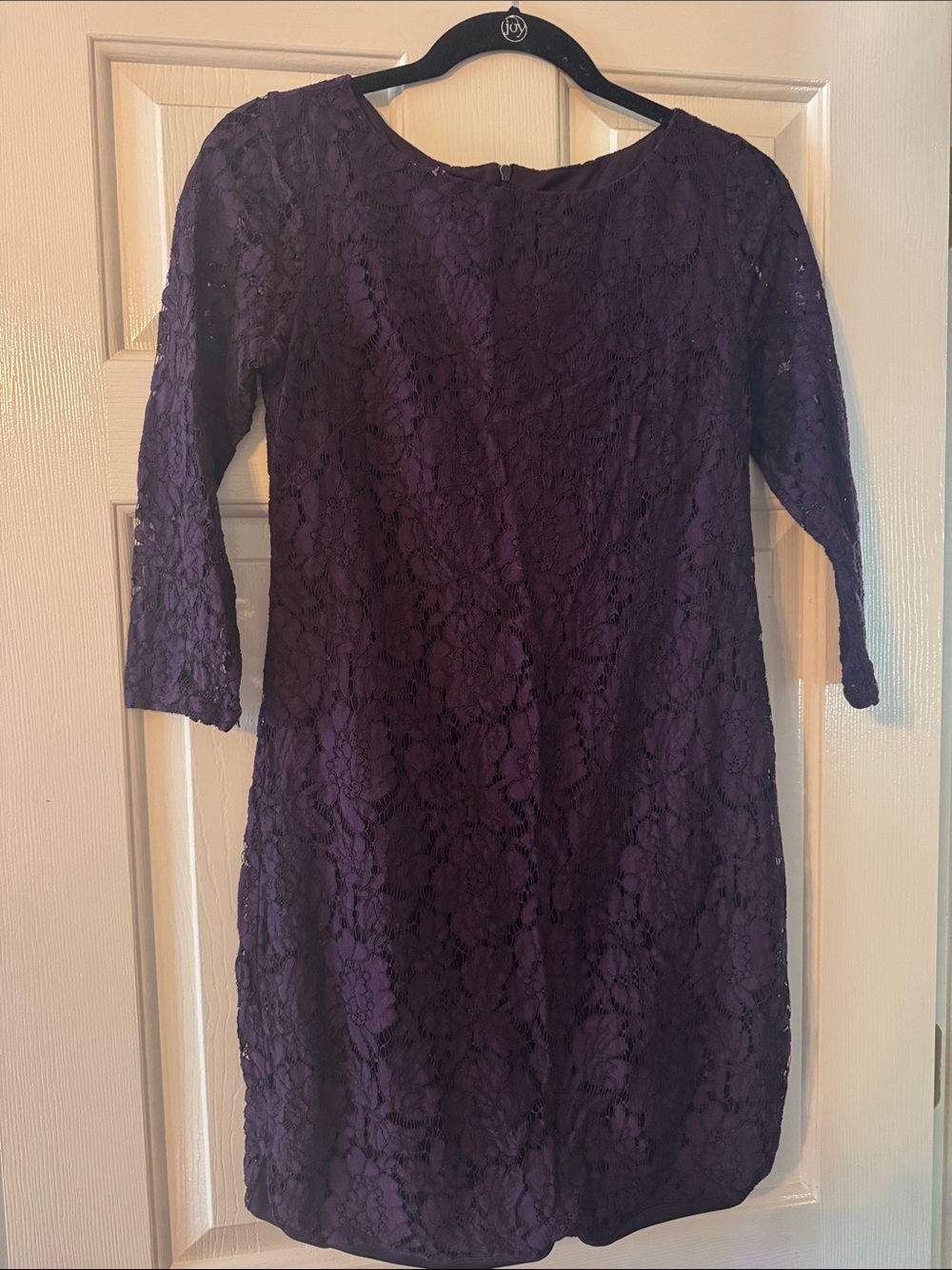Vince Camuto Purple Lace Three-Quarter Sleeve Dress